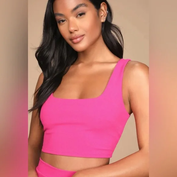 Lulus Only Tonight Hot Pink Two-Piece Wide-Leg Jumpsuit Size Medium - Picture 3 of 12